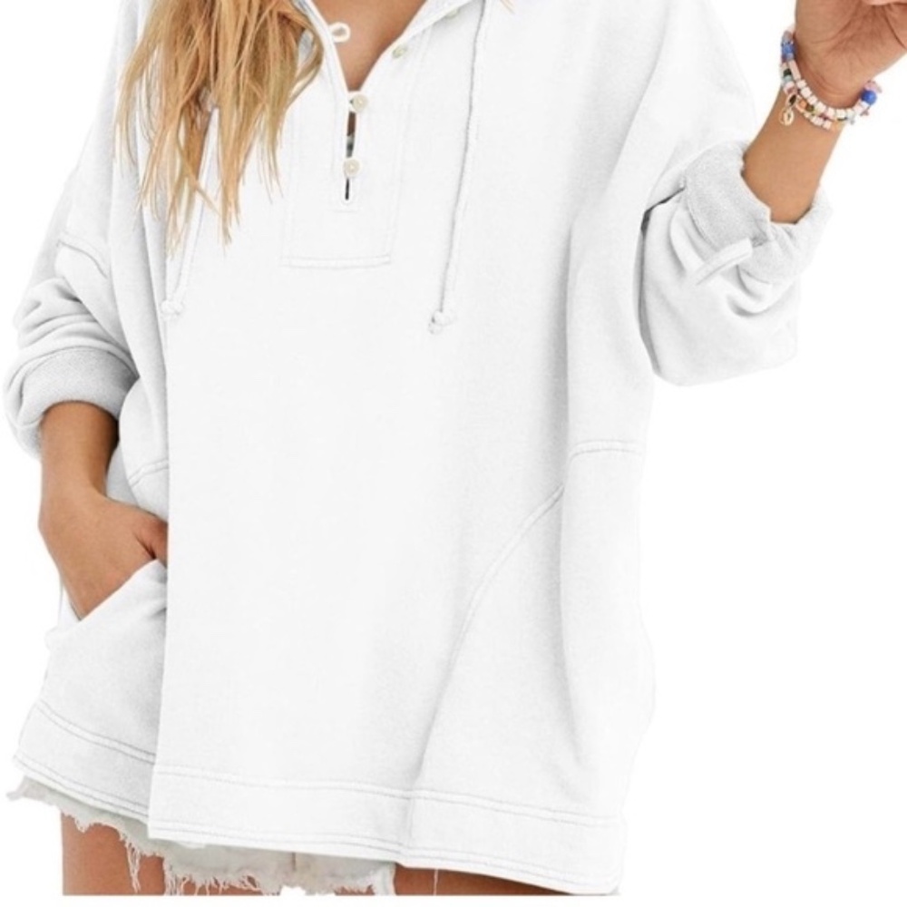 Aerie Beach Weekend Oversized Hoodie - White - M